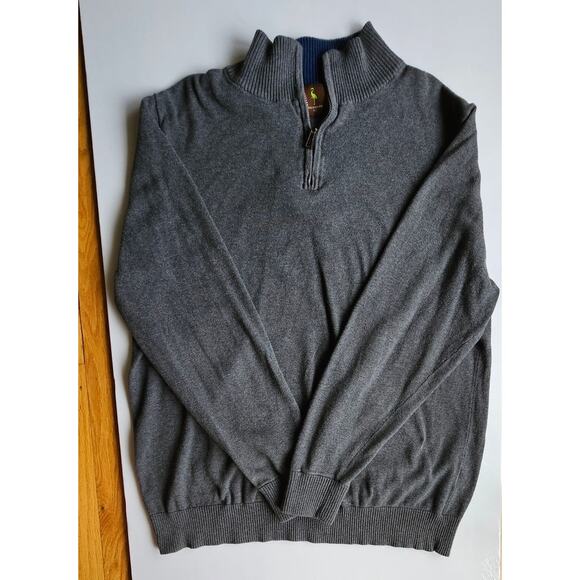 Tailorbyrd Quarter Zip Fine Knit 100% Cotton Pullover Sweater, Gray, Sz XLT - Picture 6 of 7